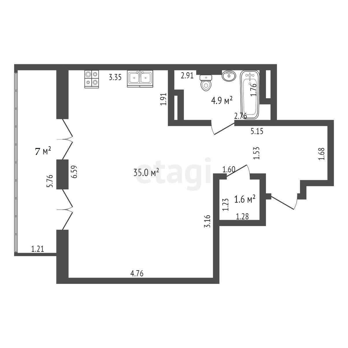 Купить 1-комнатную квартиру в Минске, ул. Грибоедова, д. 1, 105000 USD, код: 993358 - фото 3