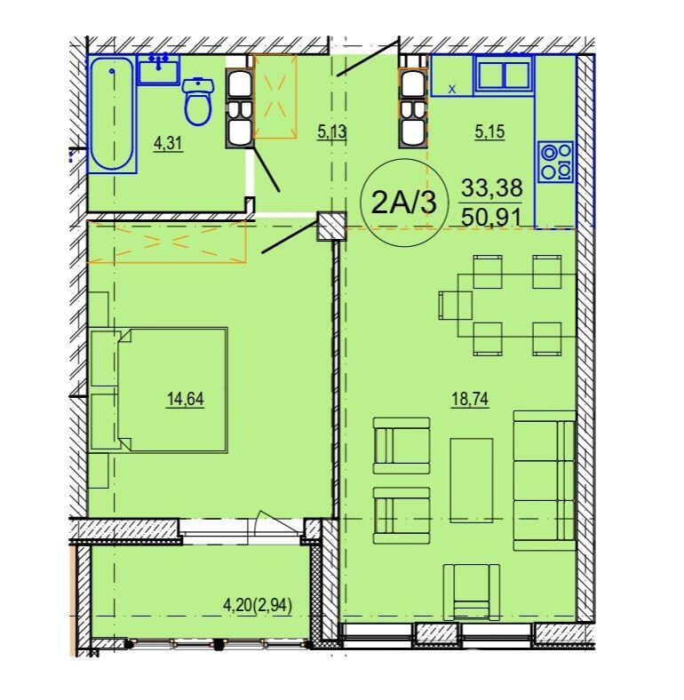 Продажа 2-комнатной квартиры в Минске, ул. Кузьмы Минина, д. 6, 73820 USD, код: 1056976 - фото 2