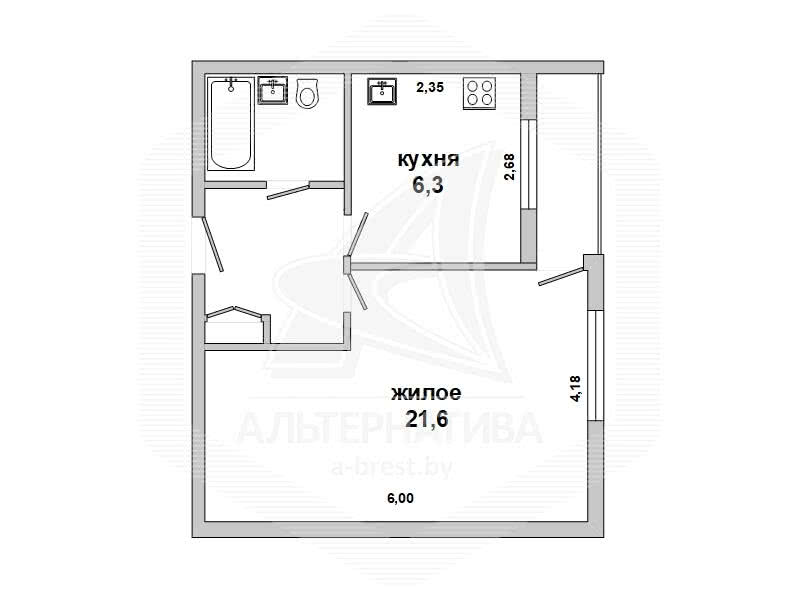 Продажа 1-комнатной квартиры в Бресте, ул. Красногвардейская, 29900 USD, код: 996240 - фото 3