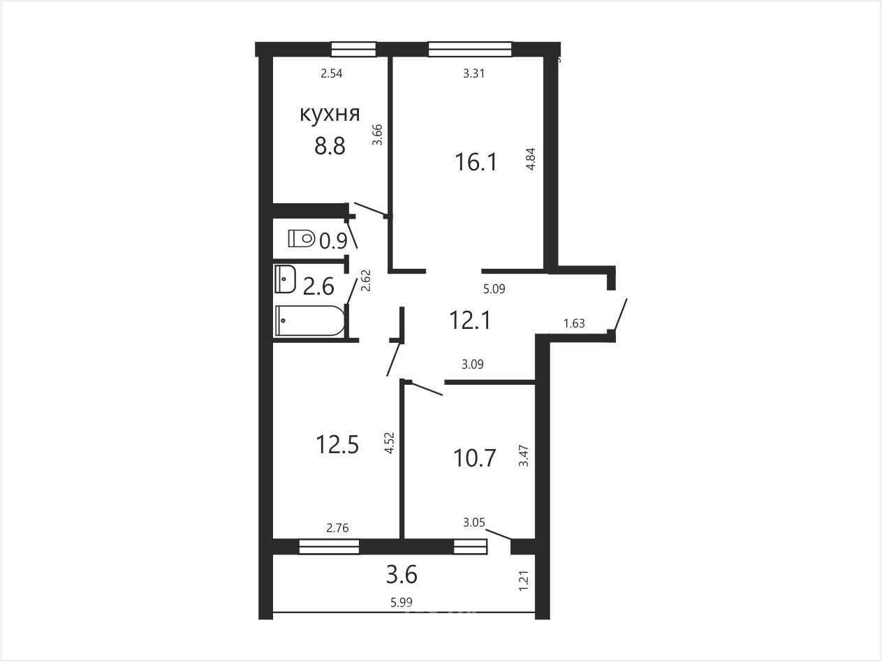 квартира, Минск, ул. Новгородская, д. 7, стоимость продажи 349 041 р.