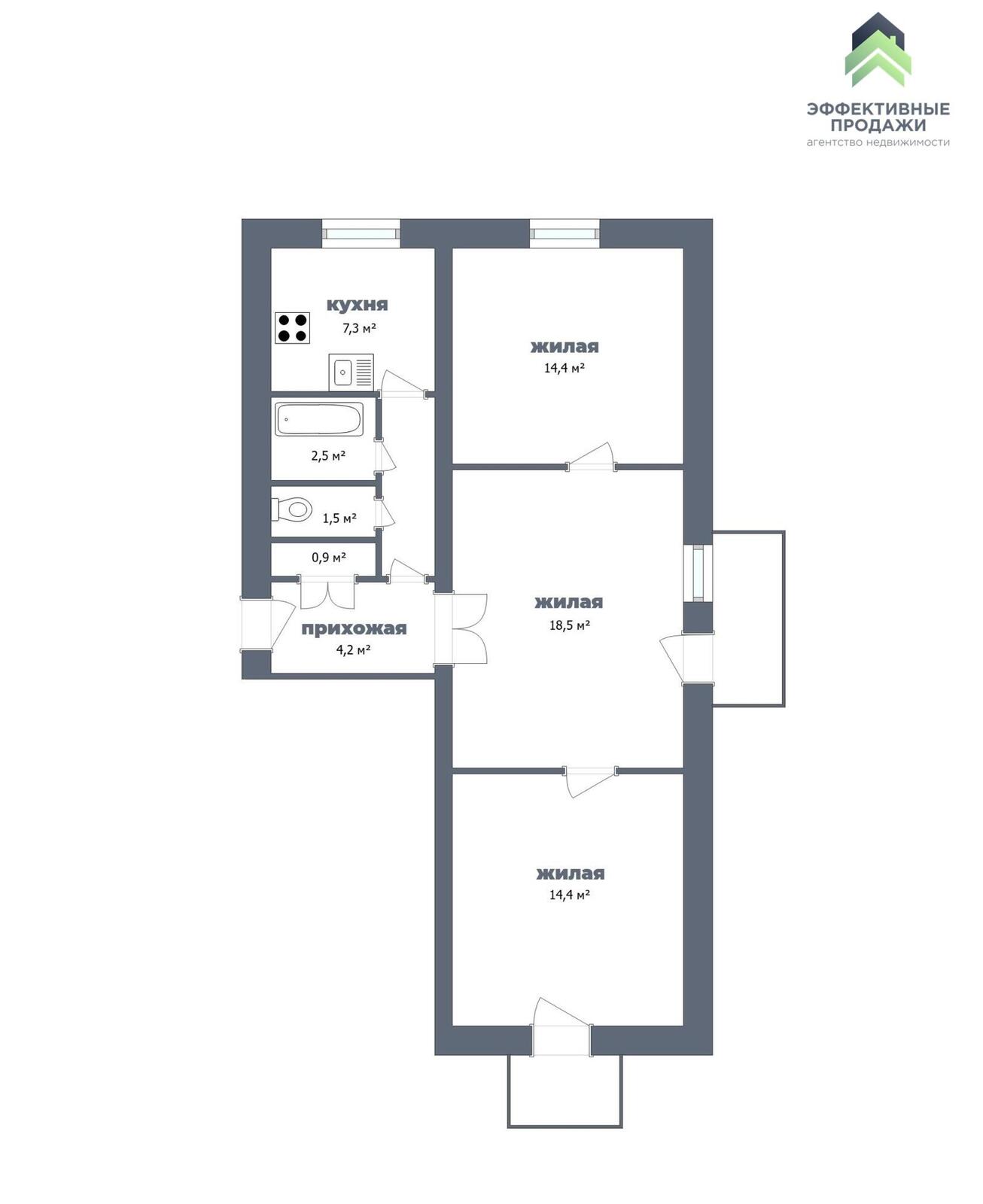 Продажа 3-комнатной квартиры в Жодино, пер. Первомайский, д. 3, 38000 USD, код: 1112876 - фото 2