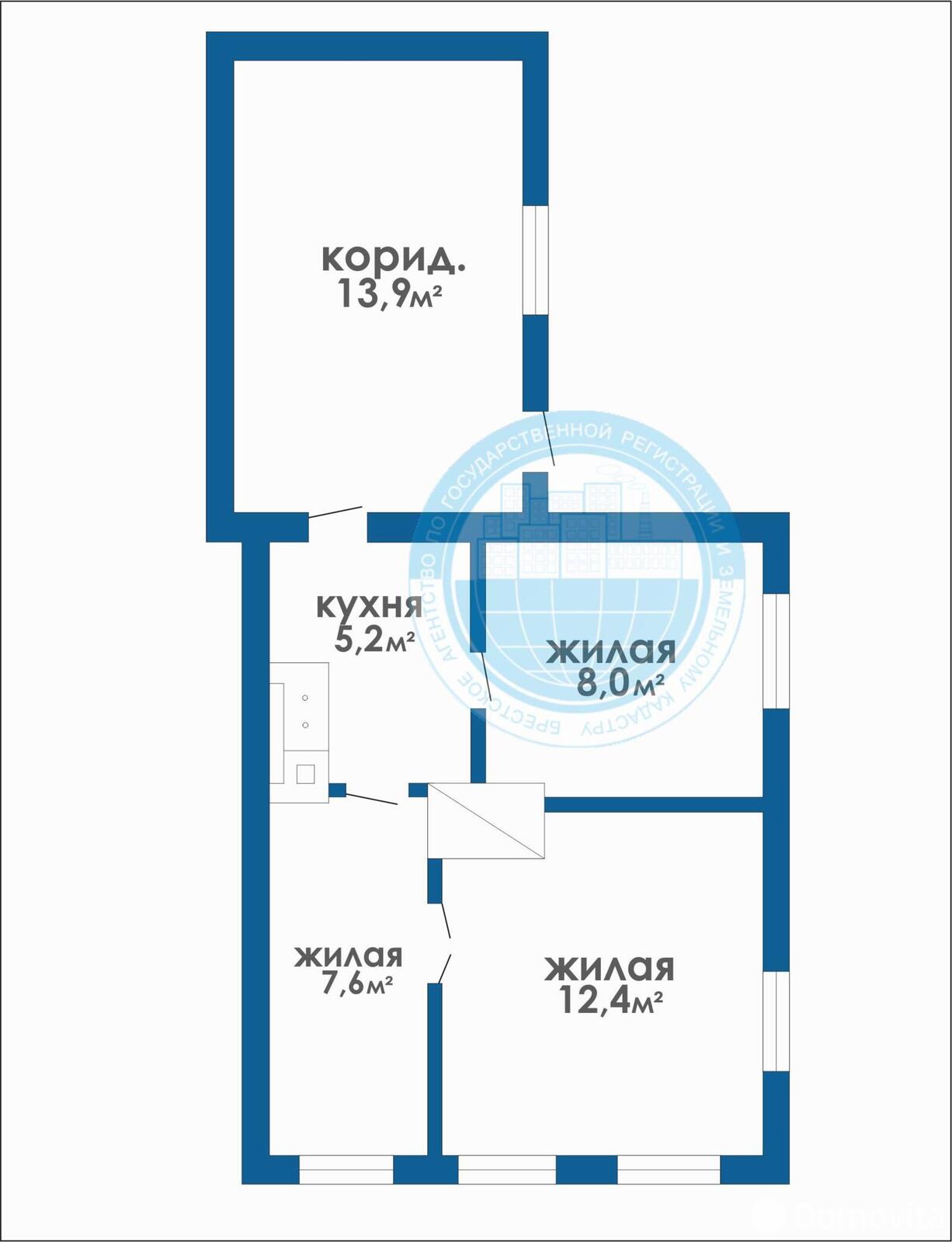 квартира, Барановичи, ул. Куйбышева, д. 66, стоимость продажи 34 720 р.