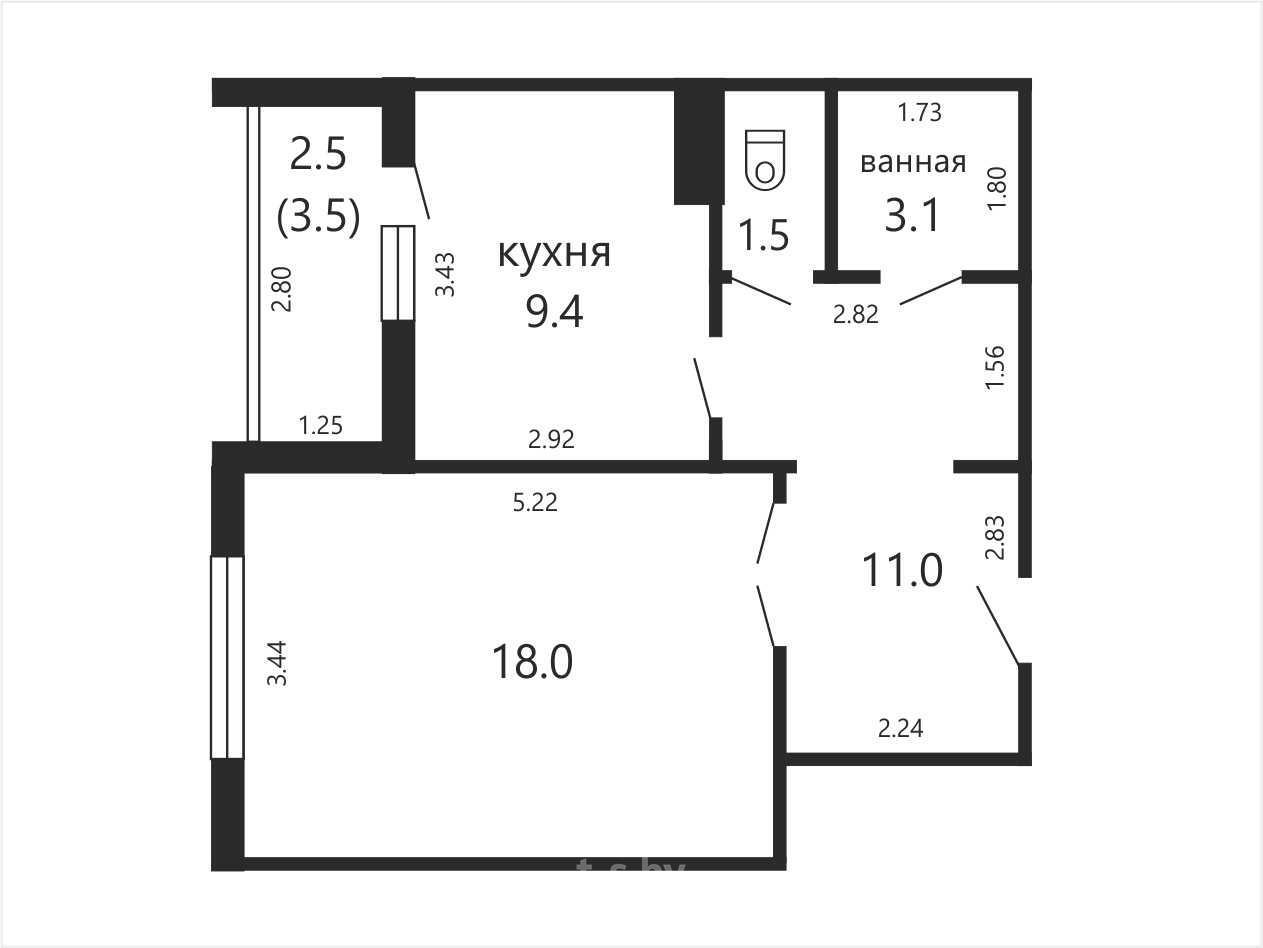 Купить 1-комнатную квартиру в Минске, ул. Максима Богдановича, д. 91, 77000 USD, код: 1006495 - фото 2