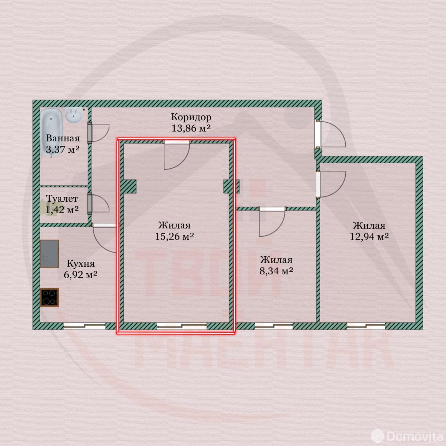 Купить комнату в Минске, ул. Центральная, д. 9, цена 21500 USD, код 6791 - фото 3