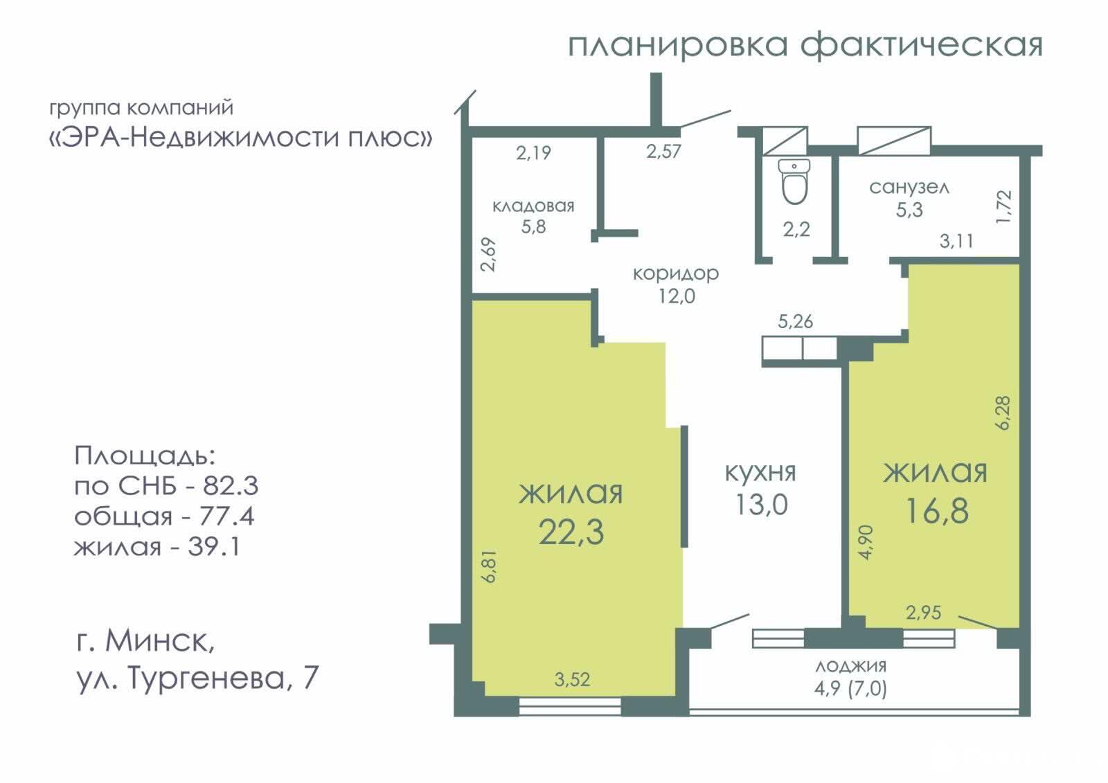 Стоимость продажи квартиры, Минск, ул. Тургенева, д. 7