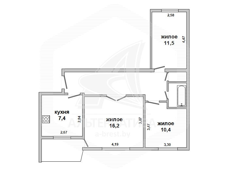 квартира, Малорита, , стоимость продажи 96 416 р.