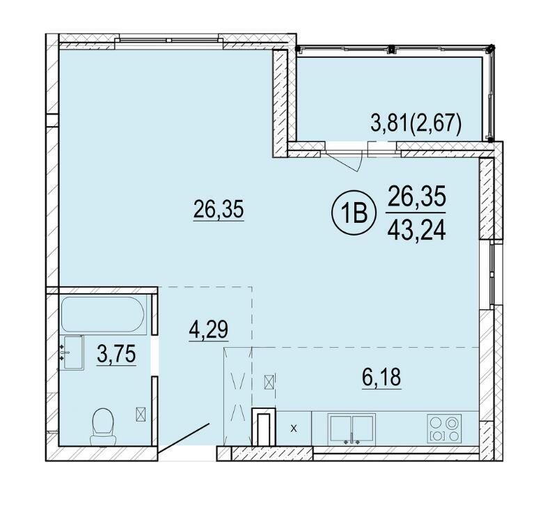 Продажа 1-комнатной квартиры в Минске, ул. Разинская, д. 4, 64860 USD, код: 1002052 - фото 2