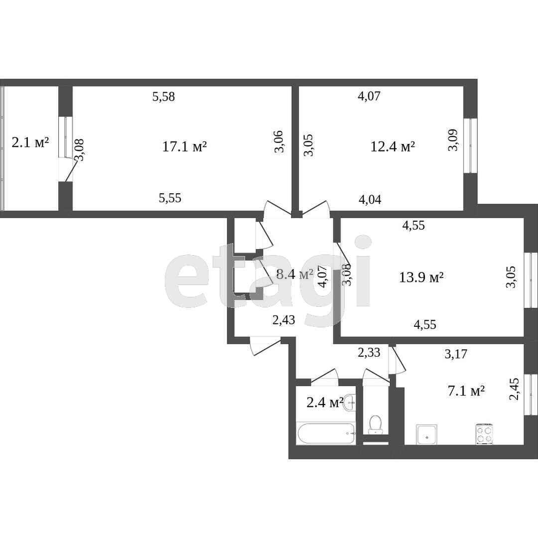 Купить 3-комнатную квартиру в Минске, ул. Асаналиева, д. 5, 89950 USD, код: 1030605 - фото 2