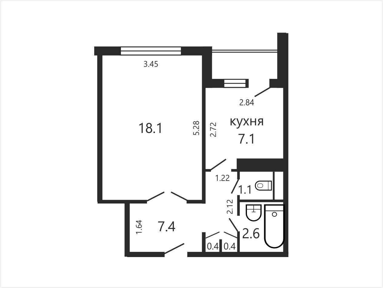 Купить 1-комнатную квартиру в Минске, ул. Бурдейного, д. 49, 63500 USD, код: 1101434 - фото 2