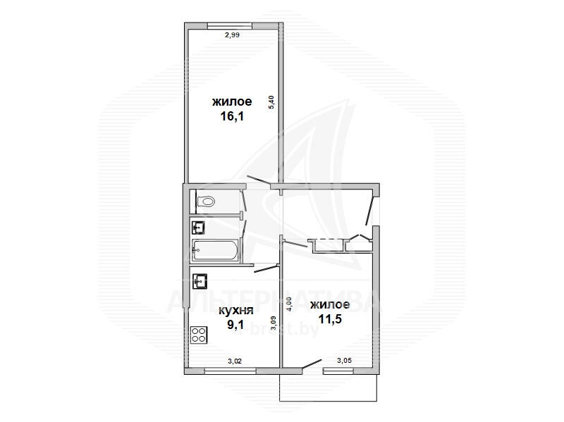 Продажа 2-комнатной квартиры в Кобрине, , 25800 USD, код: 942019 - фото 4