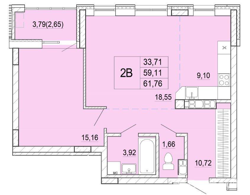 Продажа 2-комнатной квартиры в Минске, ул. Нововиленская, д. 53, 94493 USD, код: 979384 - фото 1
