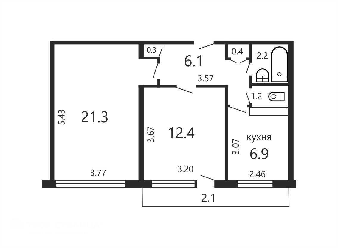 Продажа 2-комнатной квартиры в Минске, ул. Менделеева, д. 1, 72000 USD, код: 986986 - фото 2