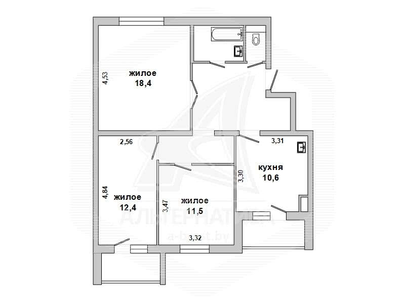 Продажа 3-комнатной квартиры в Жабинке, , 57000 USD, код: 976496 - фото 6