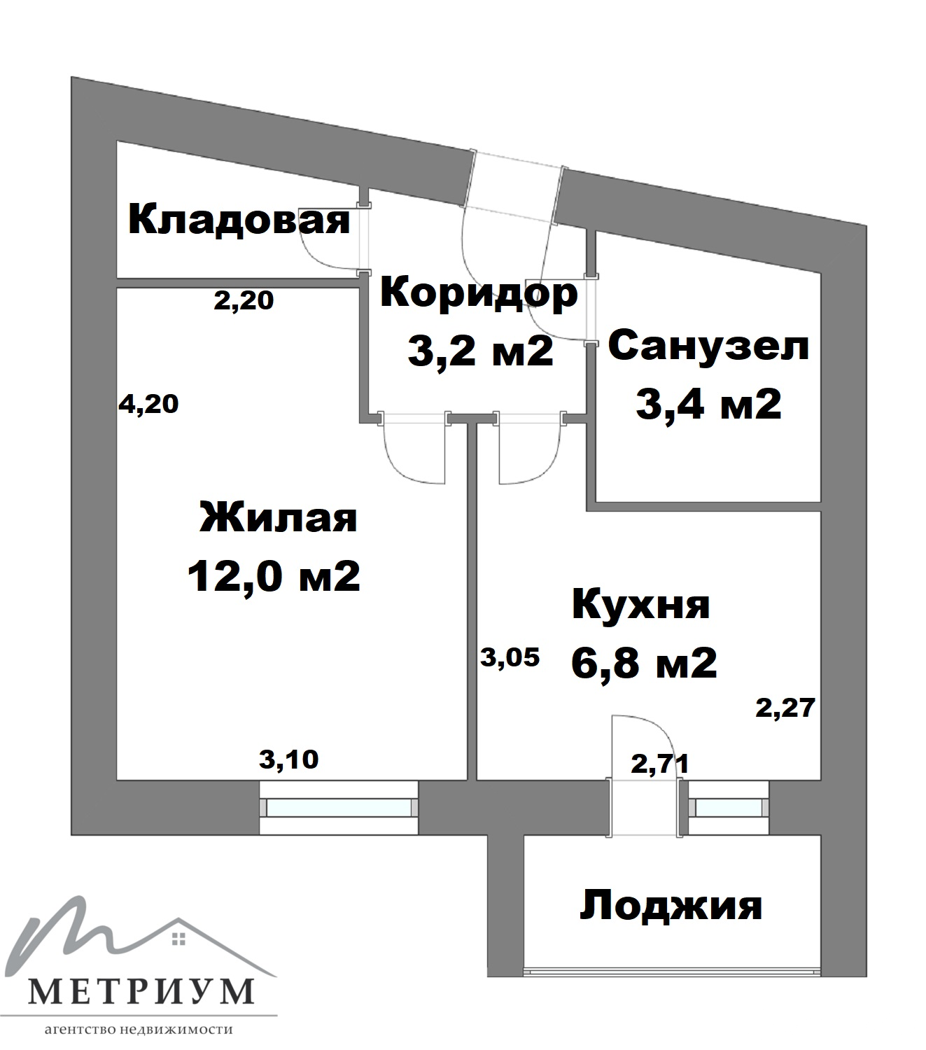 квартира, Петришки, ул. Железнодорожная, д. 18А, стоимость продажи 84 755 р.