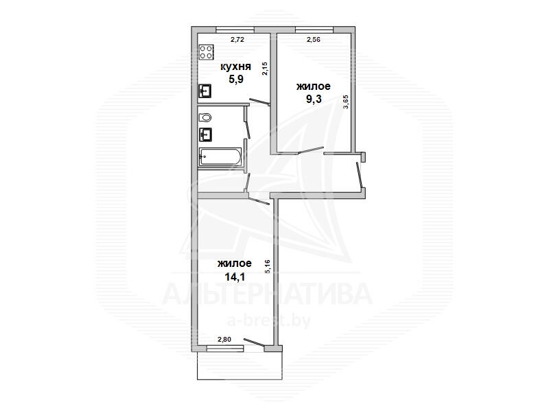 Купить 2-комнатную квартиру в Бресте, ул. Красногвардейская, 36100 USD, код: 992271 - фото 3