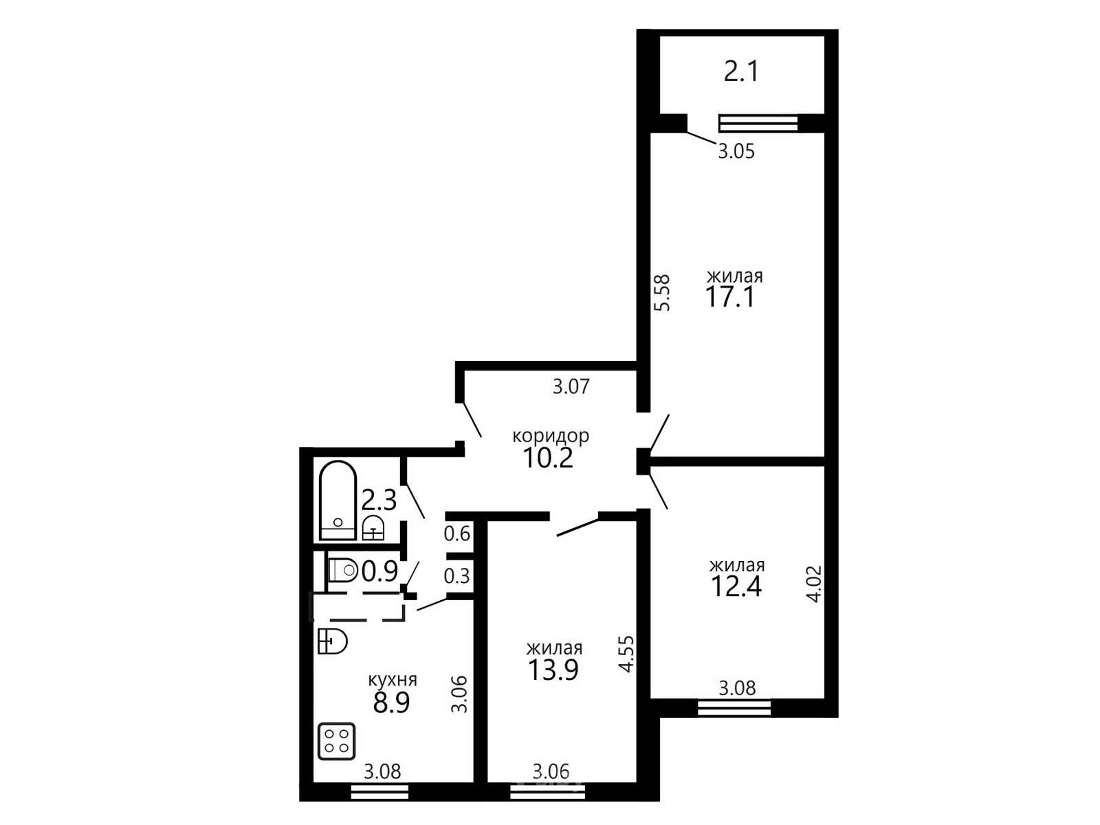 Купить 3-комнатную квартиру в Минске, ул. Академика Федорова, д. 9, 75500 USD, код: 1007167 - фото 2