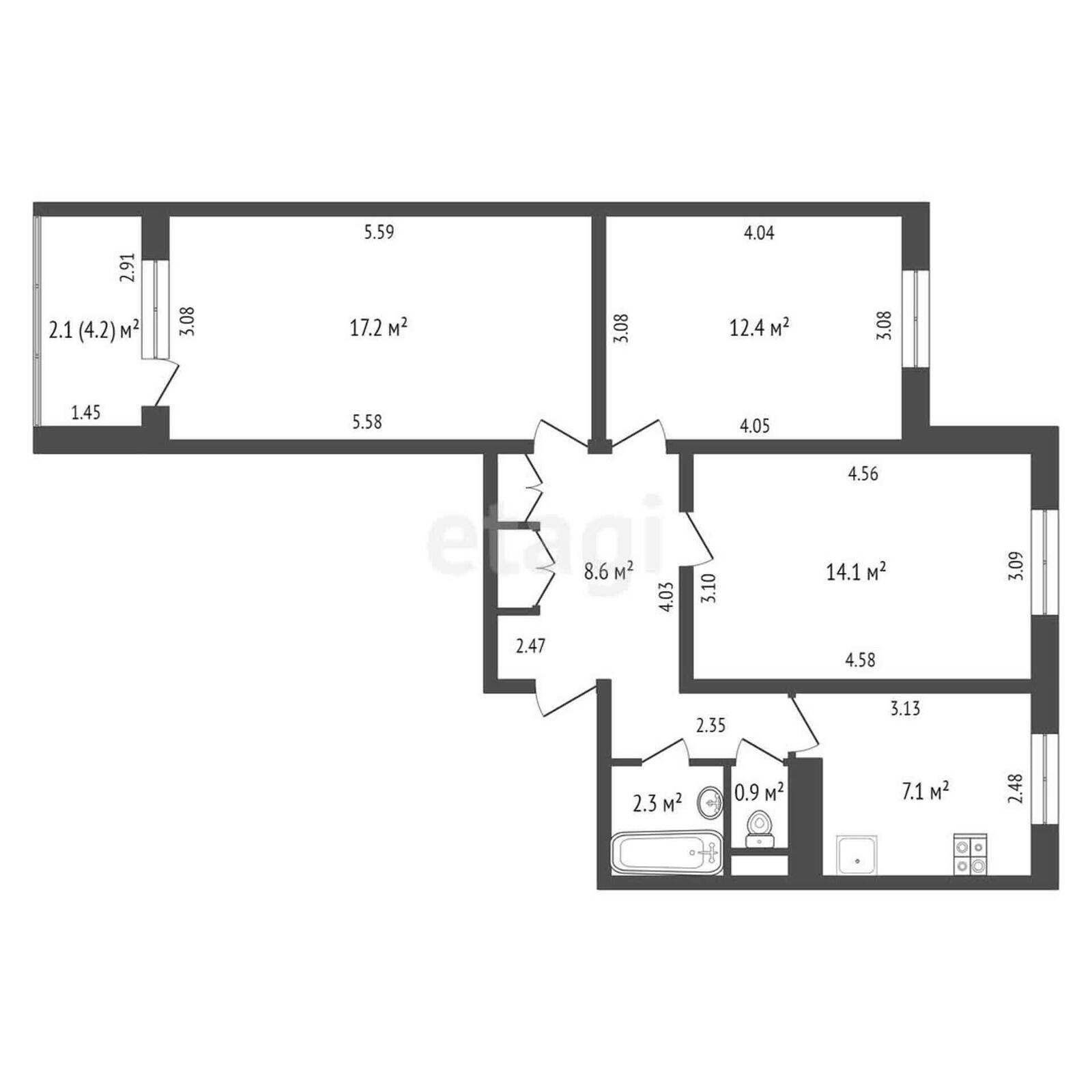 квартира, Минск, ул. Сергея Есенина, д. 39, стоимость продажи 265 255 р.