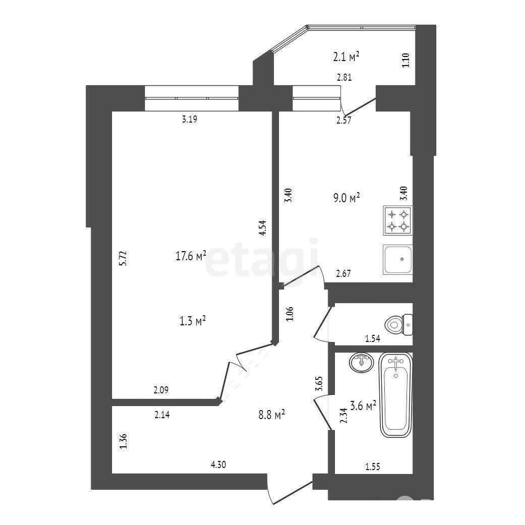 Купить 1-комнатную квартиру в Хатежино, ул. Мира, д. 17/а, 48900 USD, код: 1009050 - фото 2