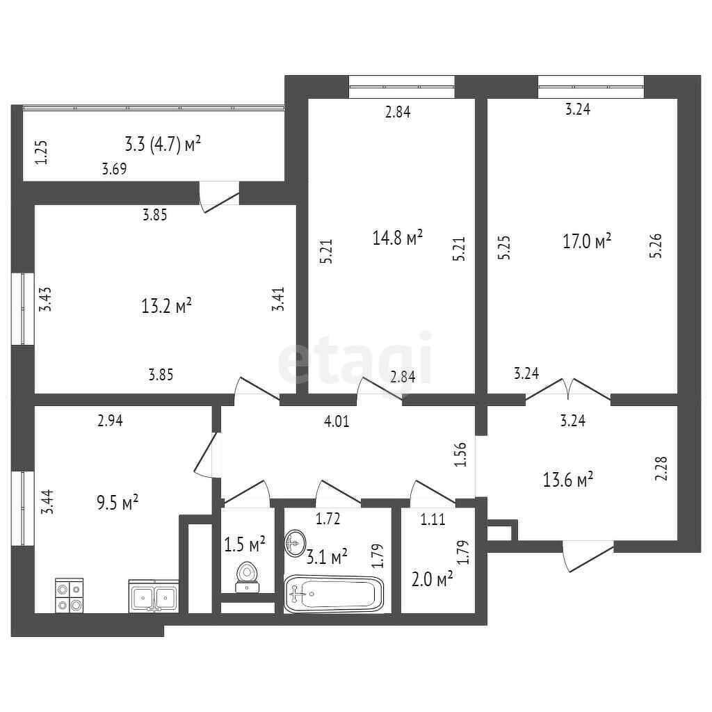 квартира, Минск, ул. Франциска Скорины, д. 39/а, стоимость продажи 403 602 р.