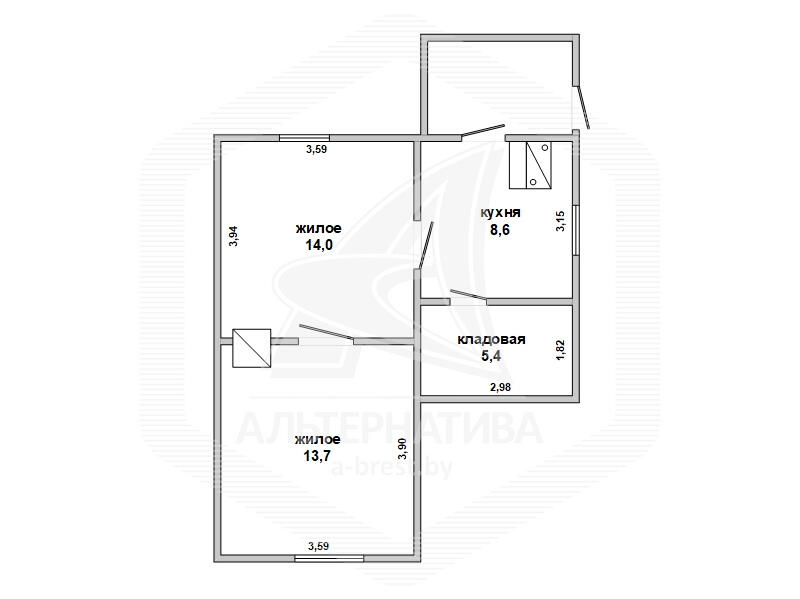 квартира, Брест, пер. Приграничный 1-й, стоимость продажи 112 840 р.