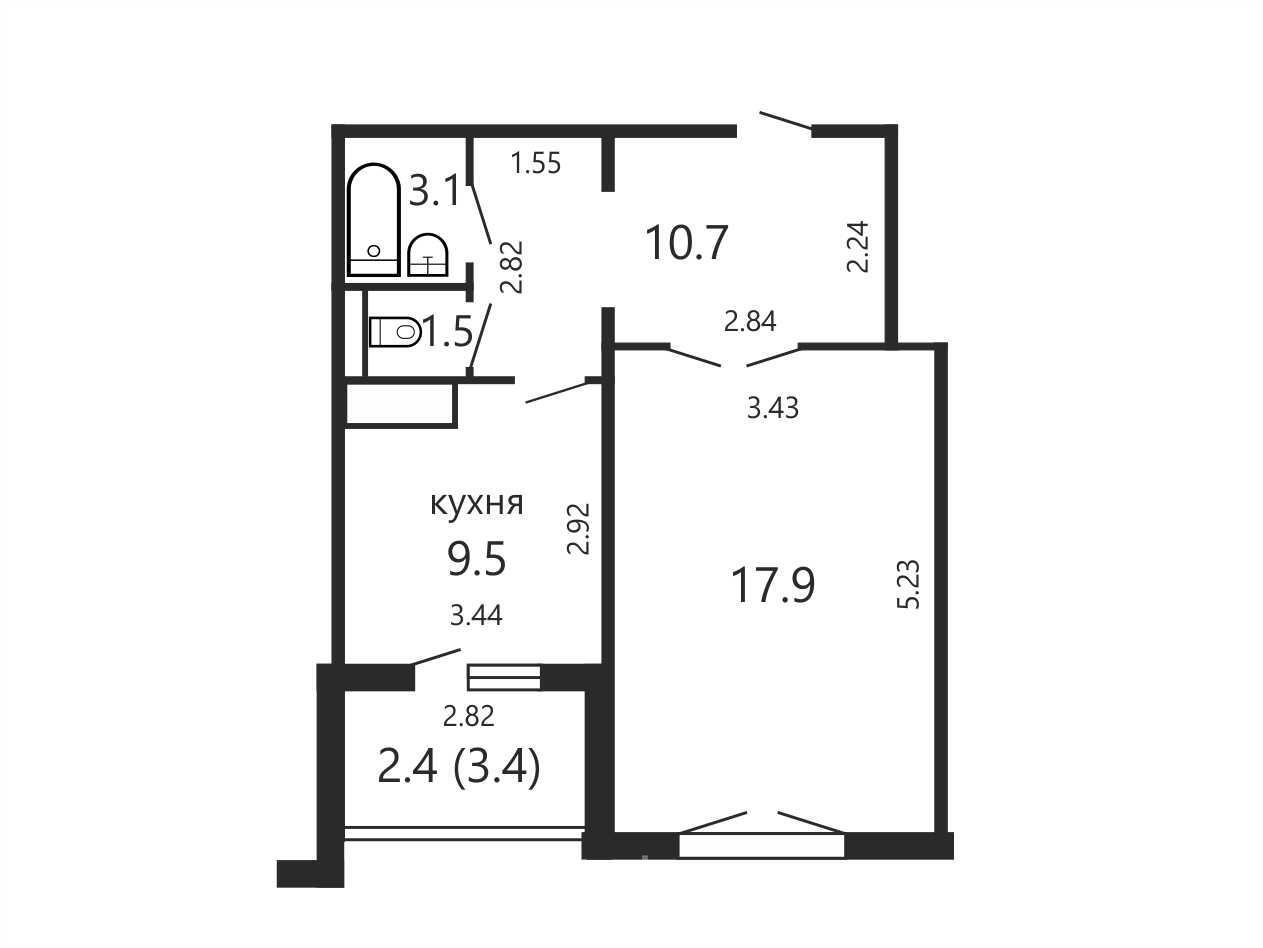 Продажа 1-комнатной квартиры в Минске, пр-т Рокоссовского, д. 123/Б, 66000 USD, код: 1000635 - фото 2