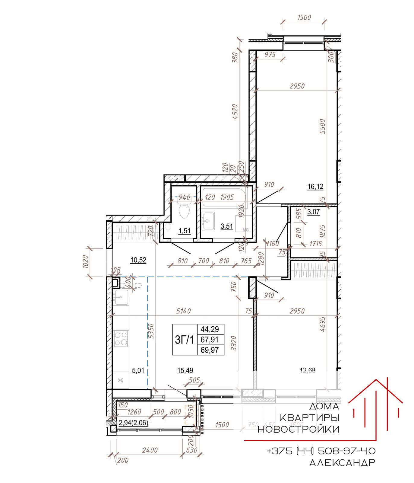 Купить 3-комнатную квартиру в Минске, ул. Нововиленская, д. 9/2, 132943 USD, код: 1018908 - фото 4