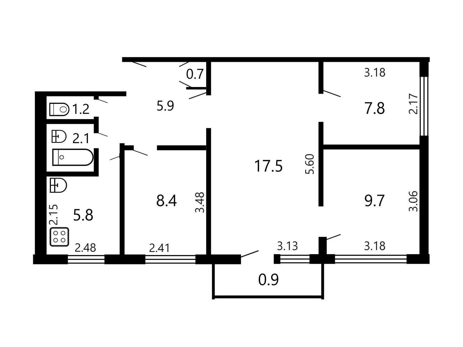 квартира, Минск, пр-т Пушкина, д. 43, стоимость продажи 214 604 р.