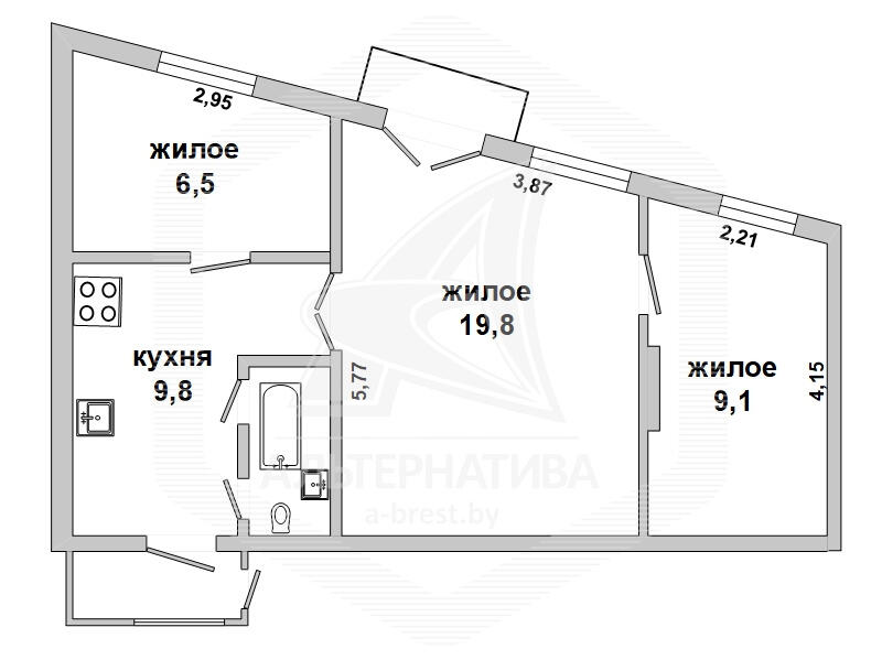 Продажа 3-комнатной квартиры в Бресте, ул. Советская, 69900 USD, код: 999826 - фото 3