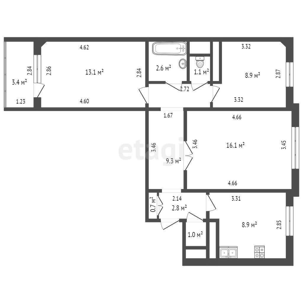 квартира, Минск, ул. Белецкого, д. 24, стоимость продажи 292 460 р.