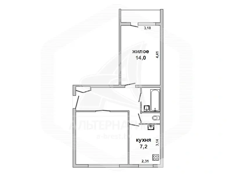 Купить комнату в Кобрине, , цена 30356 BYN, код 7618 - фото 12