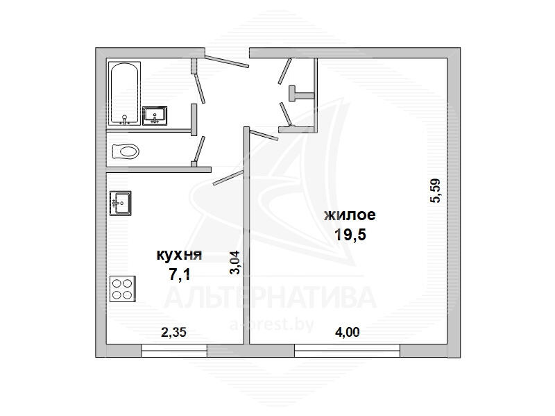 квартира, Брест, наб. Франциска Скорины, стоимость продажи 140 449 р.