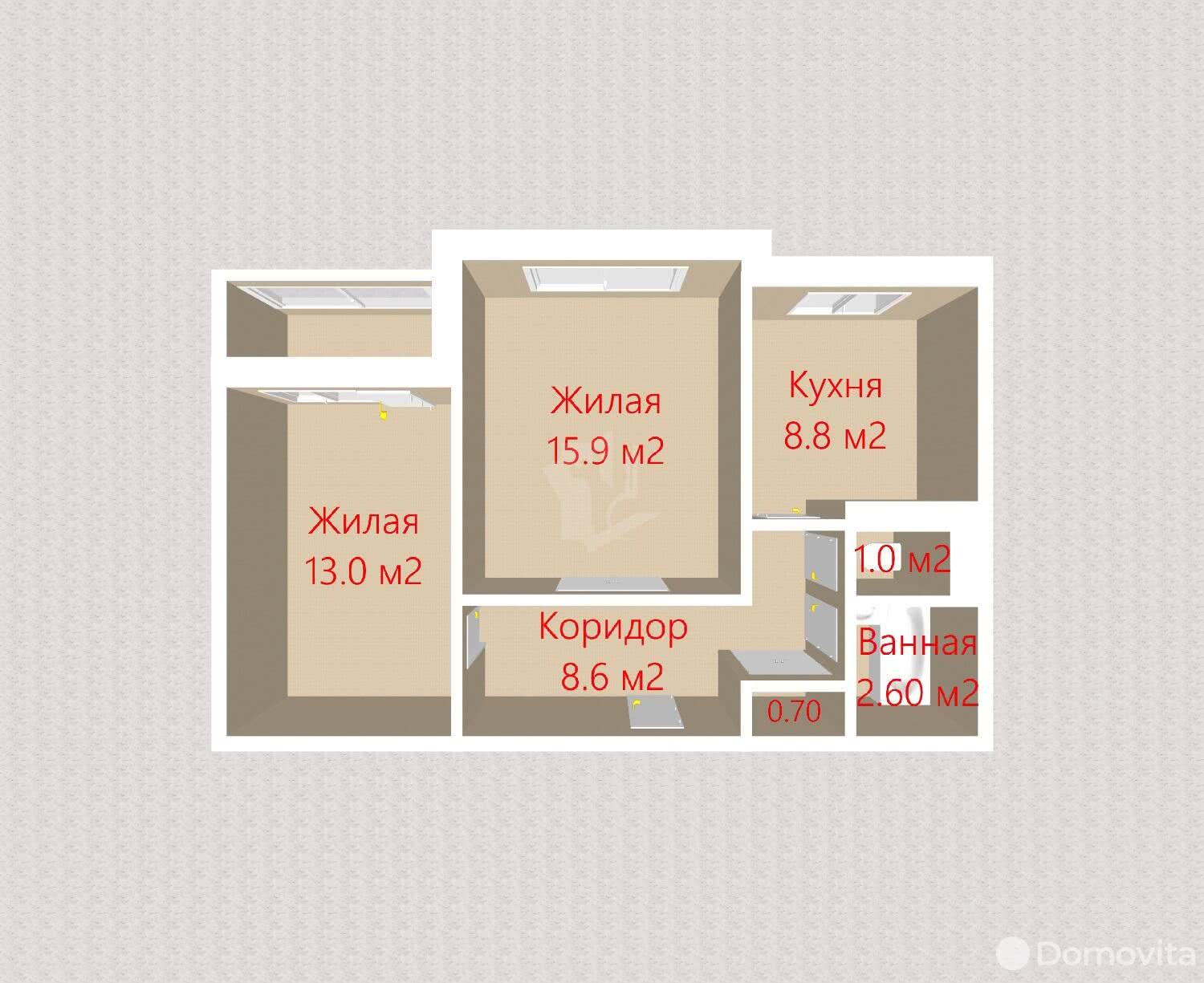 Продажа 2-комнатной квартиры в Жодино, ул. 50 лет Октября, д. 12, 49000 USD, код: 1021456 - фото 5
