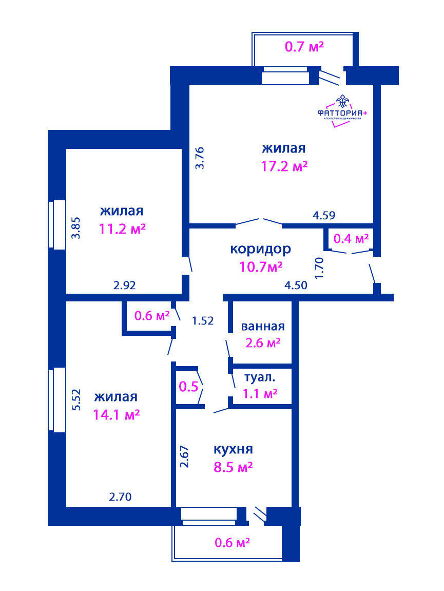 Продажа 3-комнатной квартиры в Заозерье, ул. Озёрная, д. 6, 26000 USD, код: 812235 - фото 1