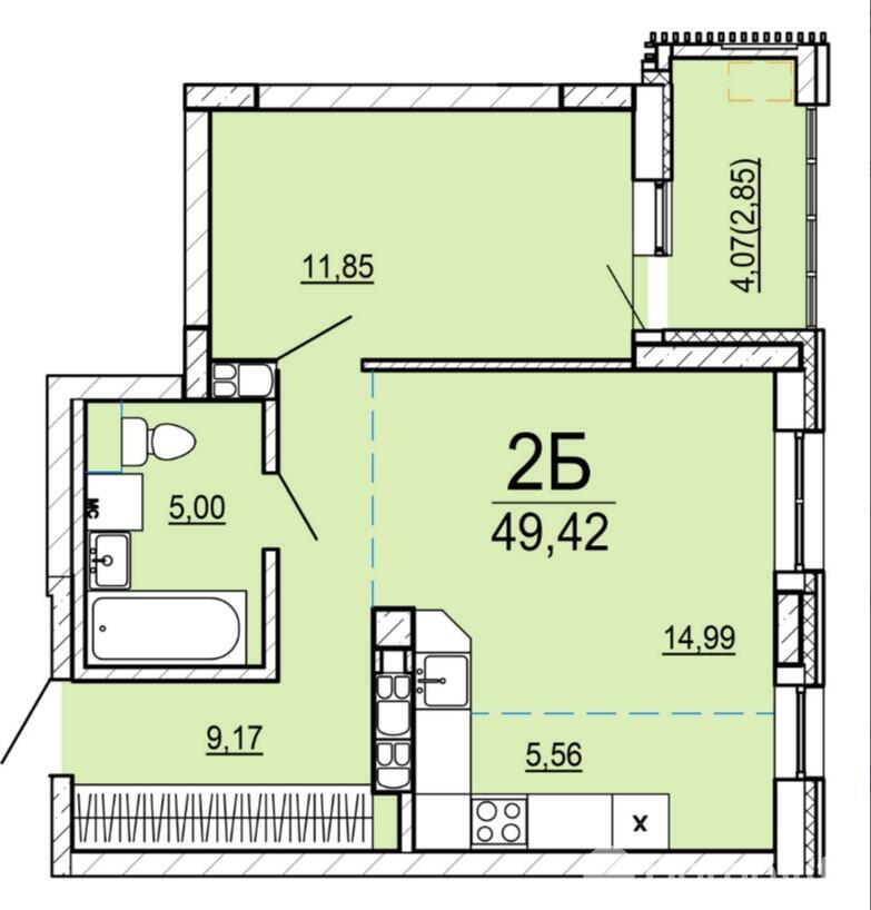 Купить 2-комнатную квартиру в Минске, ул. Нововиленская, д. 9/1, 83997 USD, код: 1083858 - фото 1