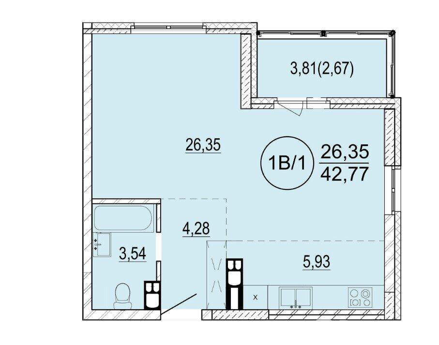 Продажа 1-комнатной квартиры в Минске, ул. Разинская, д. 4, 63300 USD, код: 979695 - фото 1