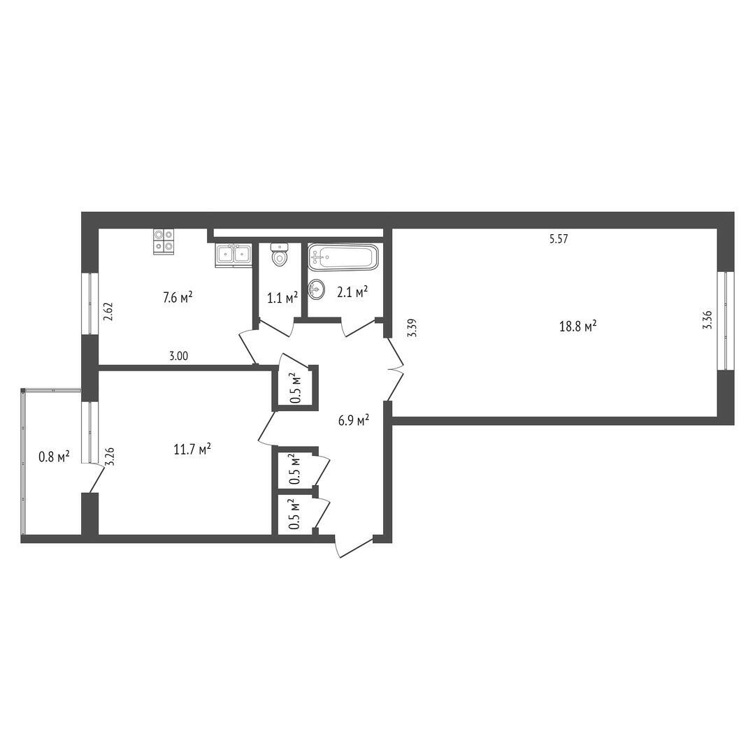 Купить 2-комнатную квартиру в Минске, пер. Якуба Коласа, д. 4, 80000 USD, код: 1046464 - фото 6