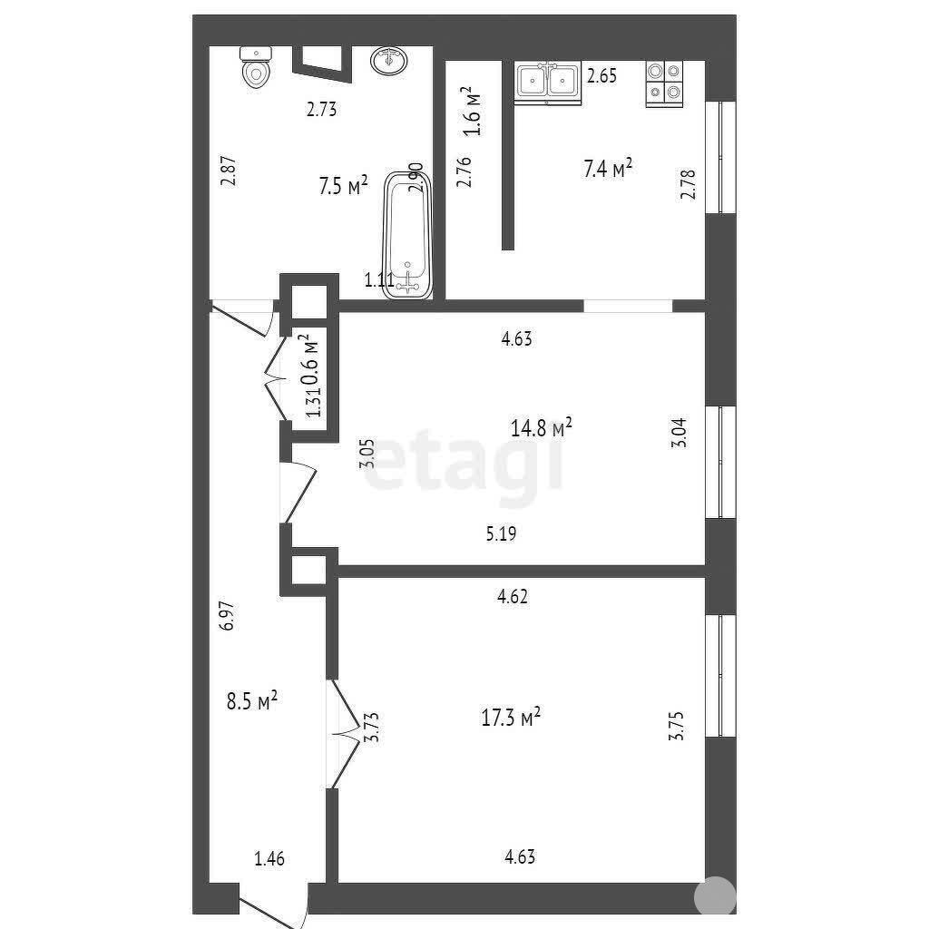 Продажа 2-комнатной квартиры в Минске, пер. Казарменный, д. 5/А, 121000 USD, код: 1098775 - фото 2