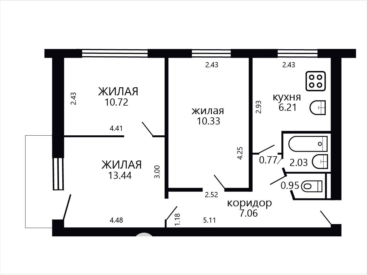 Купить 3-комнатную квартиру в Минске, ул. Михася Лынькова, д. 79, 63000 USD, код: 1116181 - фото 2