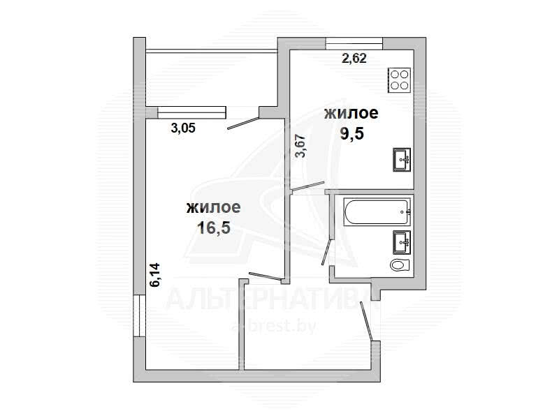 Продажа 1-комнатной квартиры в Кобрине, , 25800 USD, код: 985558 - фото 6