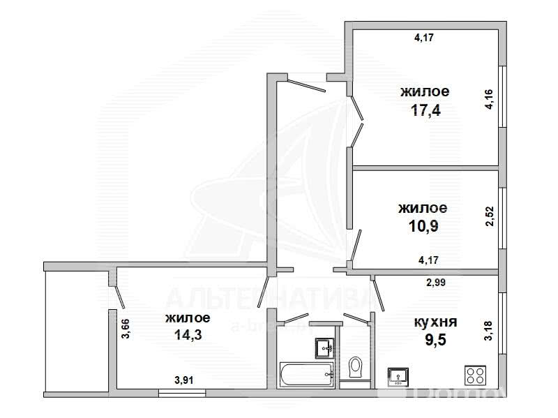 квартира, Каменец, , стоимость продажи 102 192 р.