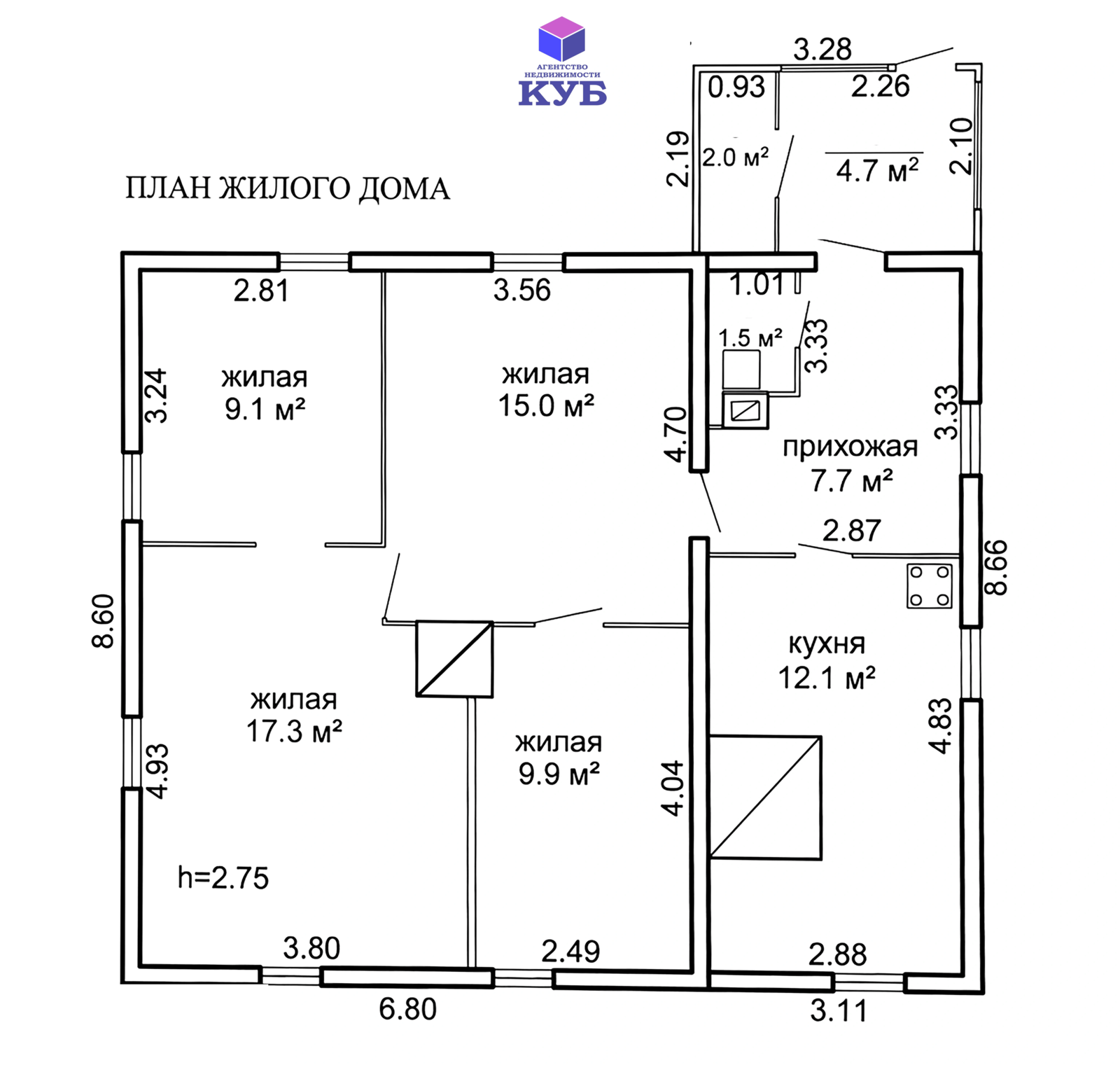 коттедж, Зеленый Луг, ул. Центральная, д. 2, стоимость продажи 144 135 р.