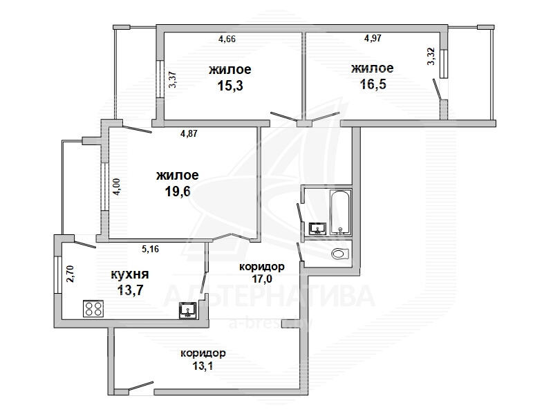 Купить 3-комнатную квартиру в Бресте, ул. Вольная, 91500 USD, код: 892026 - фото 1