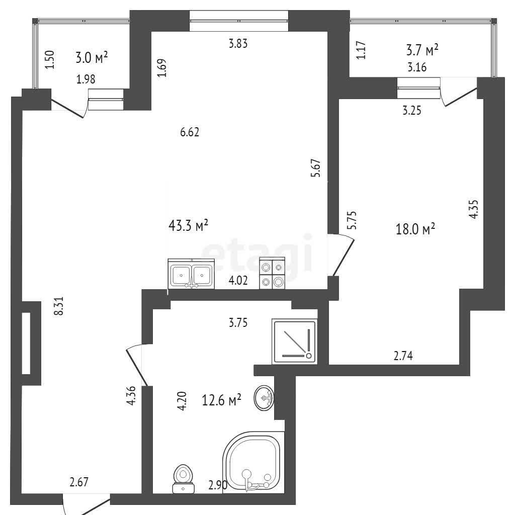 Продажа 2-комнатной квартиры в Минске, пер. Горный, д. 8, 172920 USD, код: 959865 - фото 1