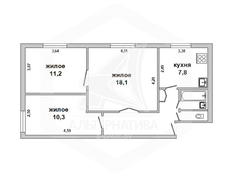 квартира, Клейники, , стоимость продажи 124 242 р.