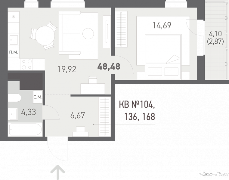 Продажа 2-комнатной квартиры в Копище, ул. Николая Камова, д. 7 корп. 36, 74200 USD, код: 898129 - фото 2