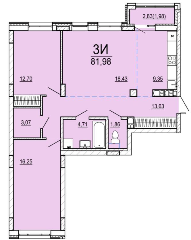 Продажа 3-комнатной квартиры в Минске, ул. Нововиленская, д. 9/1, 138546 USD, код: 1117712 - фото 3