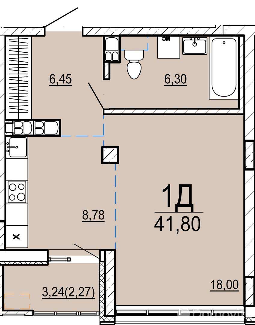 Купить 1-комнатную квартиру в Минске, ул. Нововиленская, д. 61, 68970 USD, код: 1023072 - фото 1