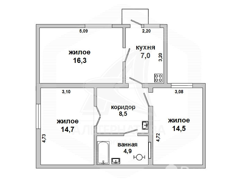 Купить 3-комнатную квартиру в Бресте, ул. Пивоварная, 50000 USD, код: 691051 - фото 5
