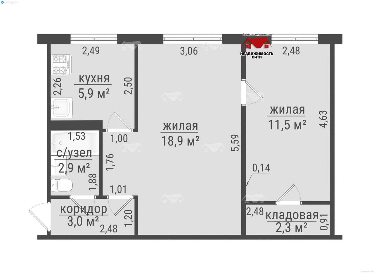 ул. Ленинского Комсомола, д. 30 в Солигорске купить 2-комнатную квартиру  стоимостью 26900 USD, код: 854975