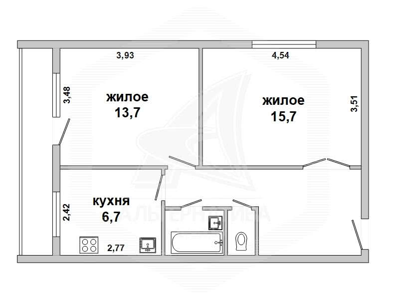 квартира, Брест, ул. Бауманская, стоимость продажи 169 026 р.